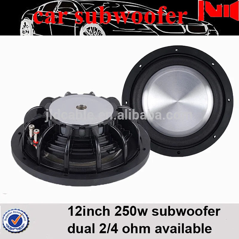 slim subwoofer for car aluminum cone 50 Oz motor 250w rms powered shallow subwoofer 12 inch