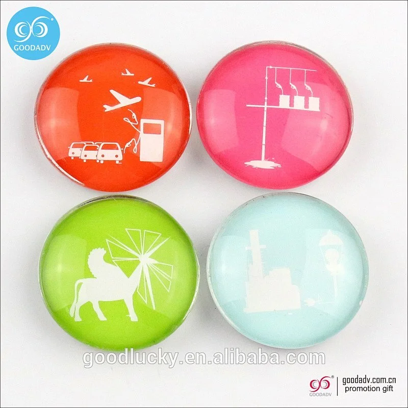 Round shaped crystal glass fridge magnet souvenir