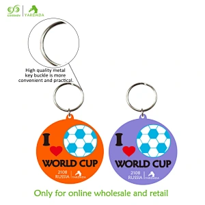 2018 color football pattern soft PVC keychain, round convenient, high quality and beautiful keyring in stock.