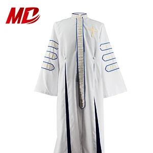 White Generous back and side pleats Youth Choir Clergy Cassock