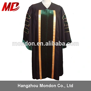 Eco-fabric custom design Academic Gowns for graduation gold color with borders