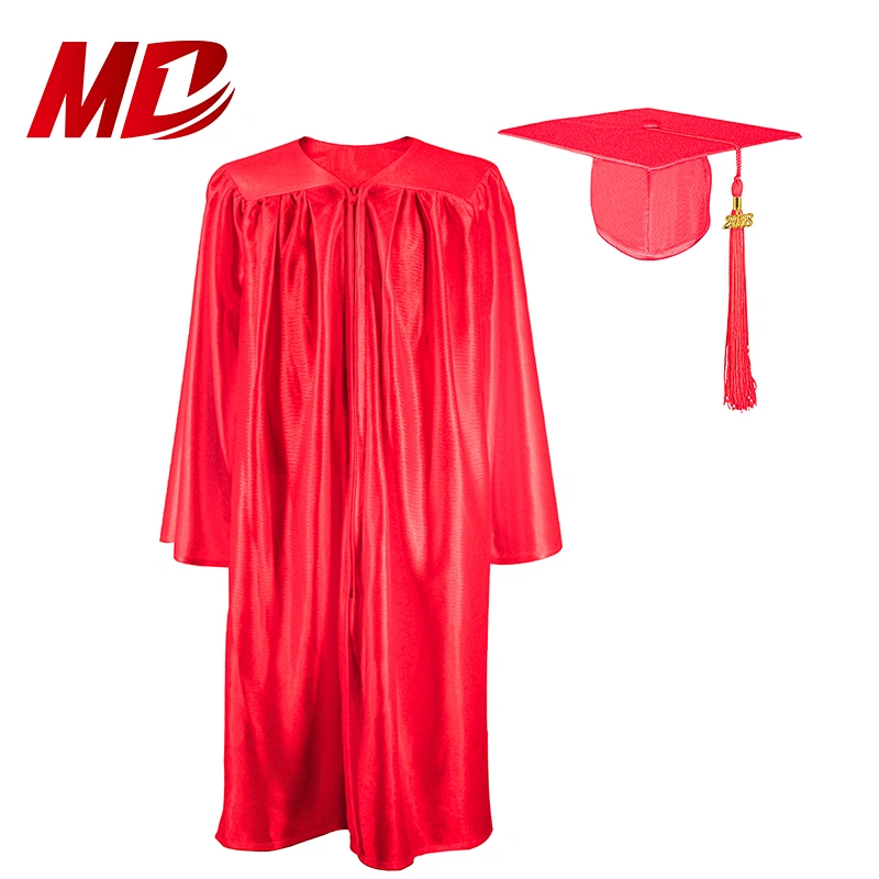 Factory price shiny red kindergarten graduation gown & cap
