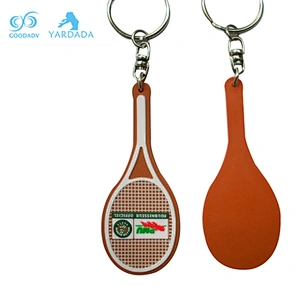 cheap promotional keychains 3D plastic keychain in Racket shape