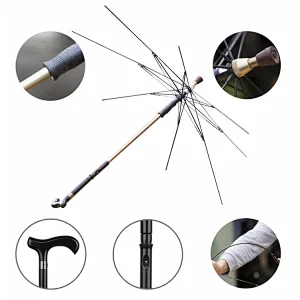 Heavy Duty Solid 2-In-1 Walking Sticks Umbrella ,UV Blocker & Windbreak Ribs Walking Cane Umbrella