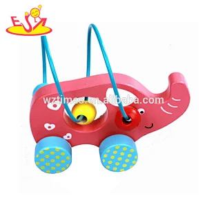 Wholesale best kids wooden elephant toy bead car educational games toddlers wooden elephant toy bead car W11B149