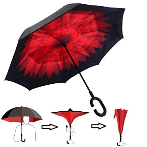 Double black inside full printing inverted umbrella for spare parts