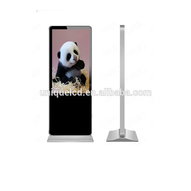 65 Inch free standing video display kiosk totem touch screen player advertising
