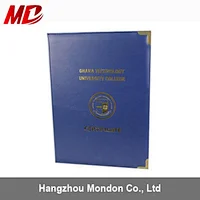 Blue Custom Diploma Certificate Cover with Four Golden Corners-Book Style
