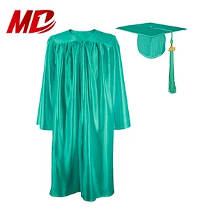 Children Shiny Emerald Green Graduation Cap Gown with Tassel