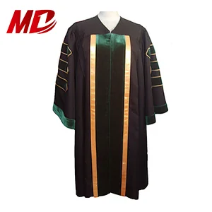 Popular High Quality Graduation Classic Doctoral Gown with green black color