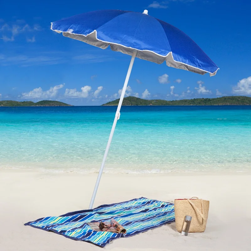 High quality Custom Logo Printed Sun Parasol Promotion Outdoor Garden Straw Advertising Beach Umbrella
