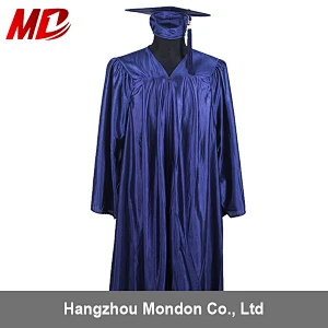 High School Graduation Cap and Gown Shiny Navy Blue