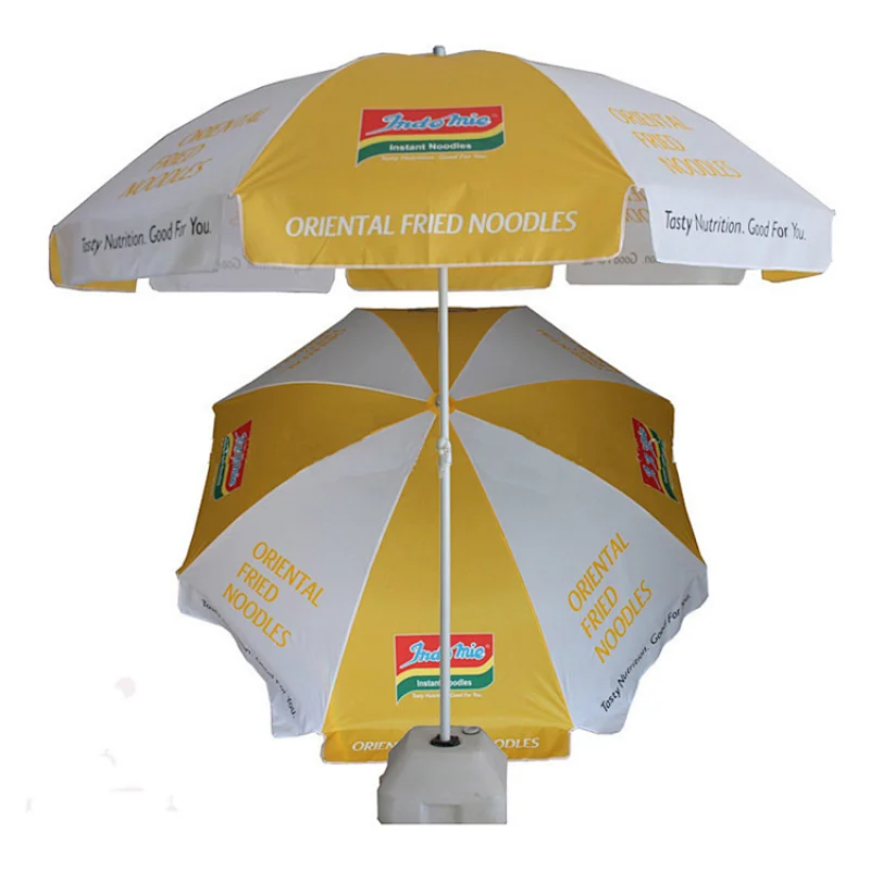 High quality Custom Logo Printed Sun Parasol Promotion Outdoor Garden Straw Advertising Beach Umbrella