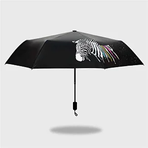 Anti-uv light Zebra print color change magic water spray 3 fold umbrella
