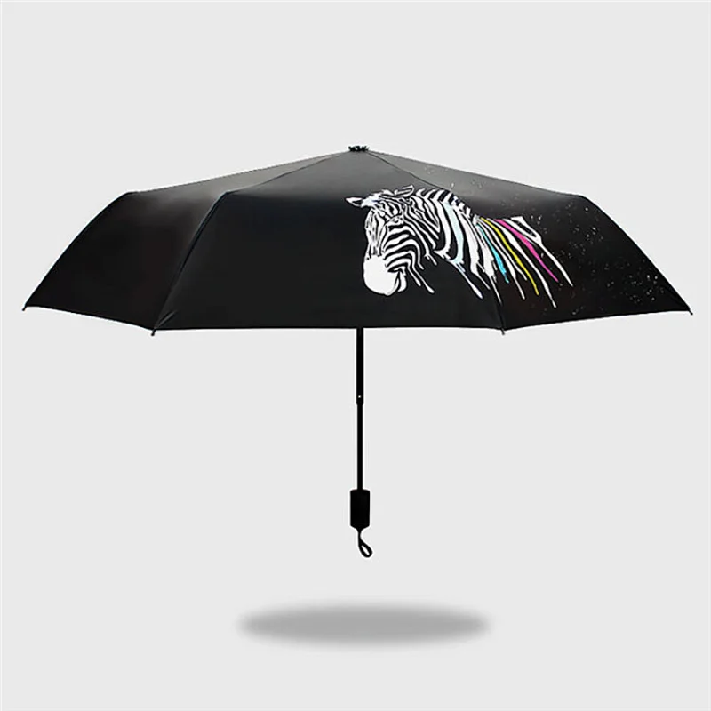 Anti-uv light Zebra print color change magic water spray 3 fold umbrella