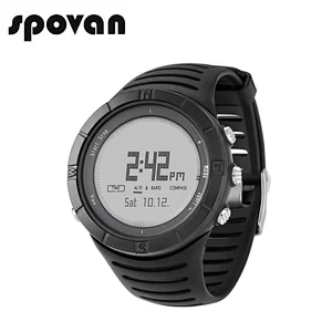 Spovan Sports Watches Altimeter Digital Men's Fashion Wristwatch Climbing Watches Compass Barometer Chronograph Dial color White