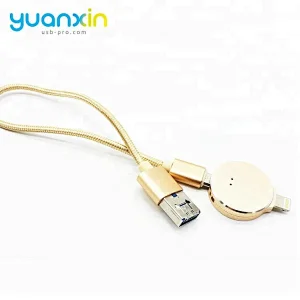 Round usb flash drive with cable