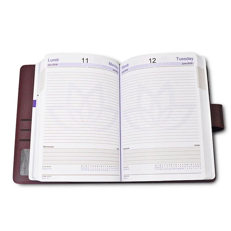 leather pu business organizer notebook and folder with company logo debossed