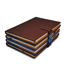 brown business leather organizer with magnet can custom logo in dembossing/hot foil with card holder and pockets