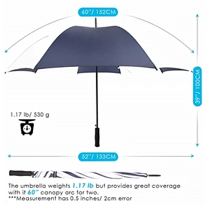 Large Umbrella 60 inch Oversize Men Lightweight Golf Rain Umbrellas Windproof for Men