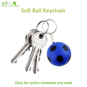 Blue soft PU football key chain, football fans wallet mobile pendant, fashion looks nice and elastic in stock.