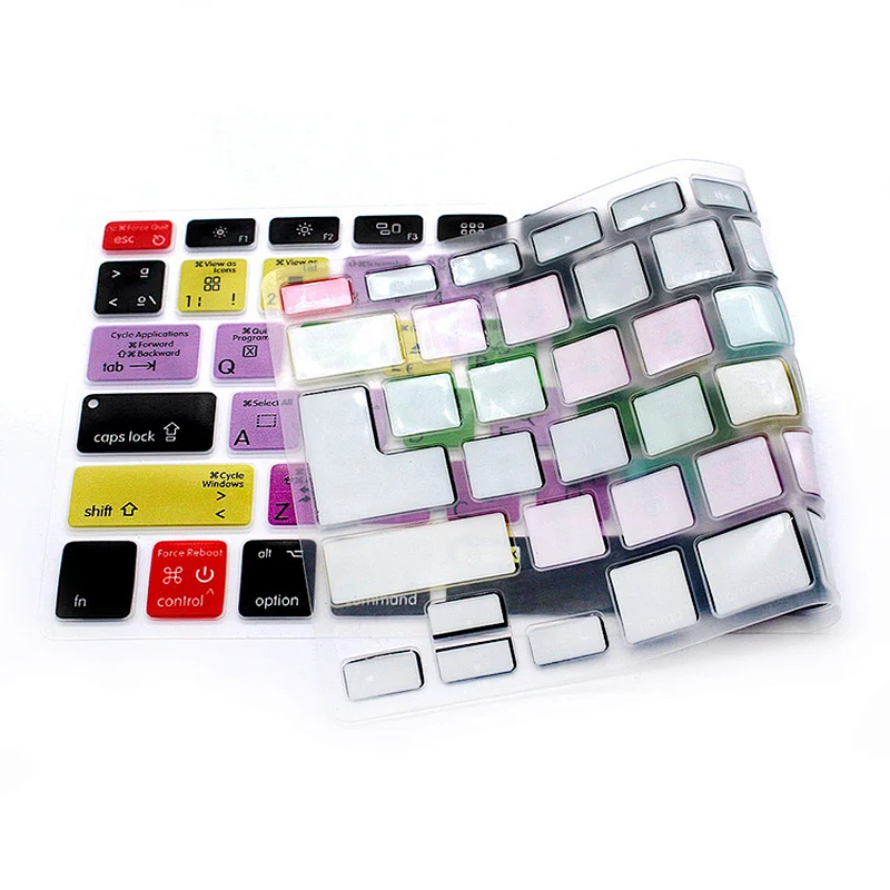 For mac OSX Spanish Shortcuts Custom Keyboard Skins silicone keyboard skin laptop skin For macbook pro retina display