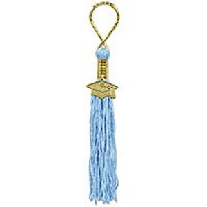 Sky blue keychains with key ring mini tessel for 2017 Graduation hat logo
