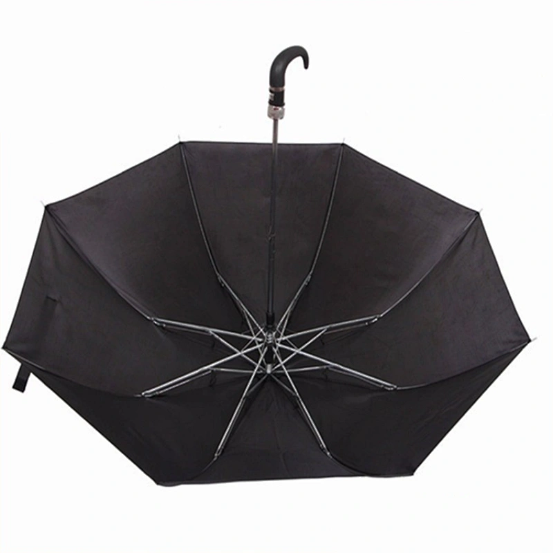 2 Fold Auto Open Umbrella with Plastic Hook Handle