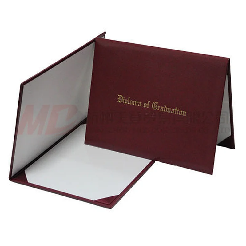 Custom Gold Foil Logo Document Tent A4 Diploma Leather Certificate Holder