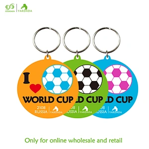 2018 color football pattern soft PVC keychain, round convenient, high quality and beautiful keyring in stock.