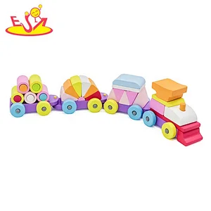 2019 New arrival educational wooden stacking train toy for kids W04A392