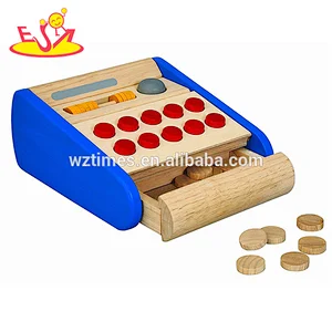 new product kids wooden cashier toy funny pretend children wooden cashier toy for wholesale W10A062