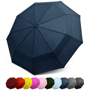 Windproof Portable Lightweight Double Canopy Auto Open Close Compact Travel Umbrella for One Handed Operation