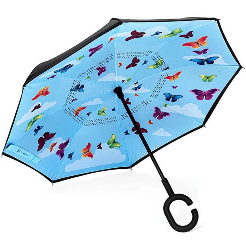 2018 new c handle 8K straight inverted umbrella for wholesale
