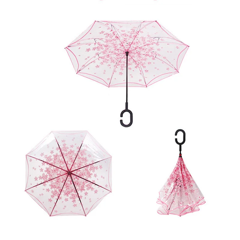 Custom printed upside down folding reverse inverted pvc dome rain umbrella
