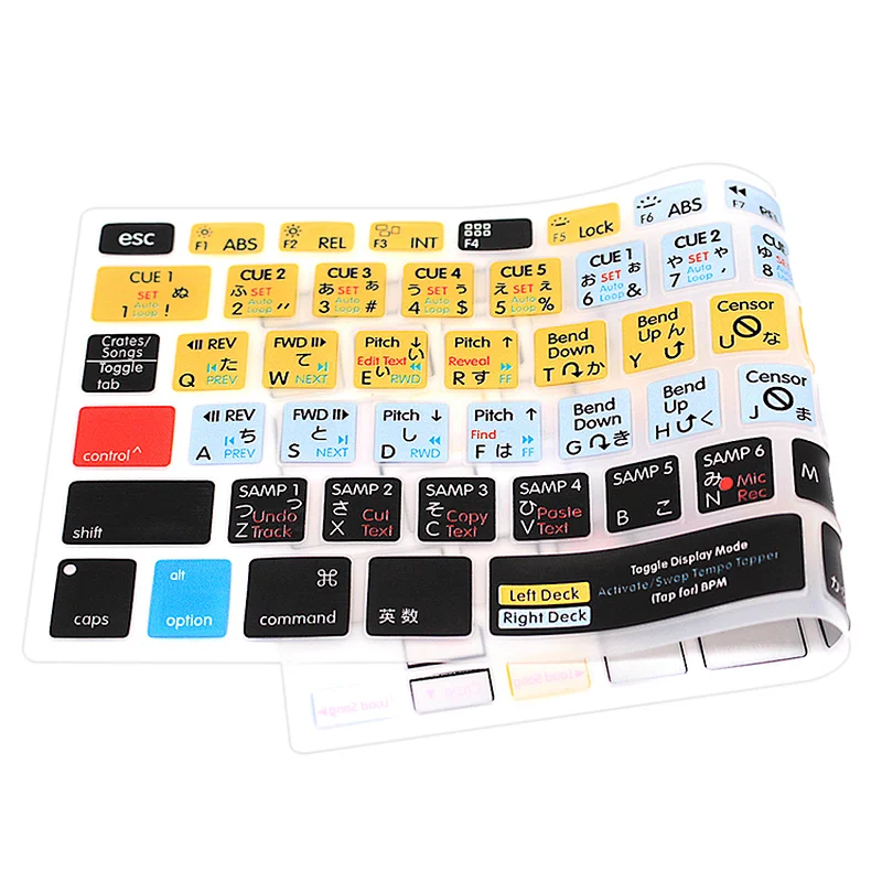 Hot Selling Serato Scratch LIVE Hot key 10 keyboard shortcut keys skin Silicone Keyboard skin For mackbook pro keyboard cover
