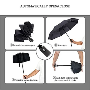 Wind proof auto open non metal golf folding umbrella
