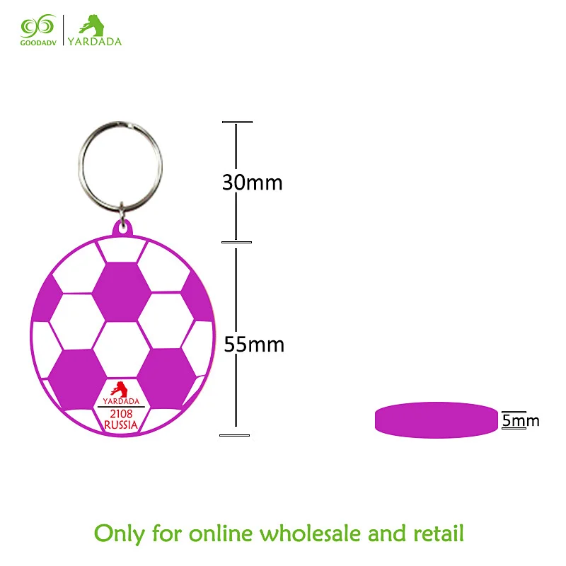2018 round football pattern, new soft PVC key ring high quality football fans products in stock.