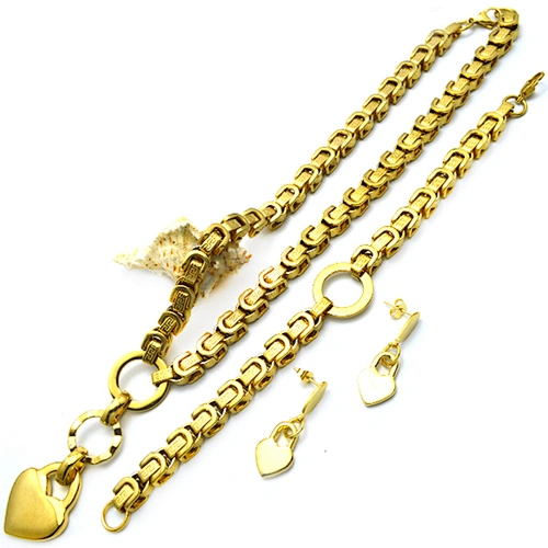 Latest fashion design 18k gold plated stainless steel gold jewelry half set