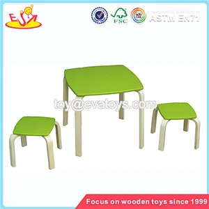 Wholesale best selling wonderful green wooden table and chairs for kids W08G099