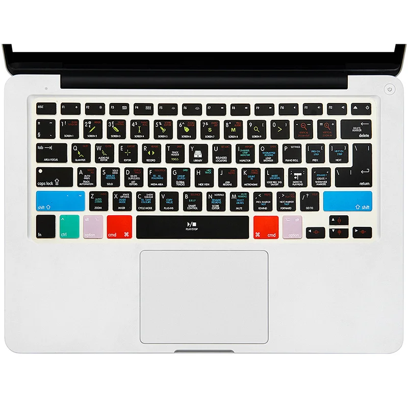 Unique Waterproof Logic Pro X Shortcut Functioncustom silicone Keyboard Cover for Macbook Pro 13 logic Keyboard A1278