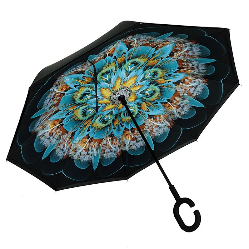 inflatable peacock magicbrella hook c handle reverse umbrella