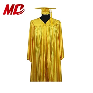 Wholesale Shinny Yellow Child Graduation Gowns Caps