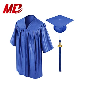 Wholesale Royal Blue Shiny Children Graduation Gown and Cap