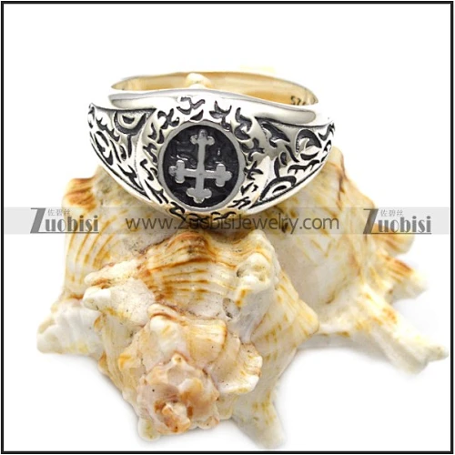 Fancy Jewelry Silver Delicate Engraved Patterned Cross Cabochon Signet Ring For Ladies