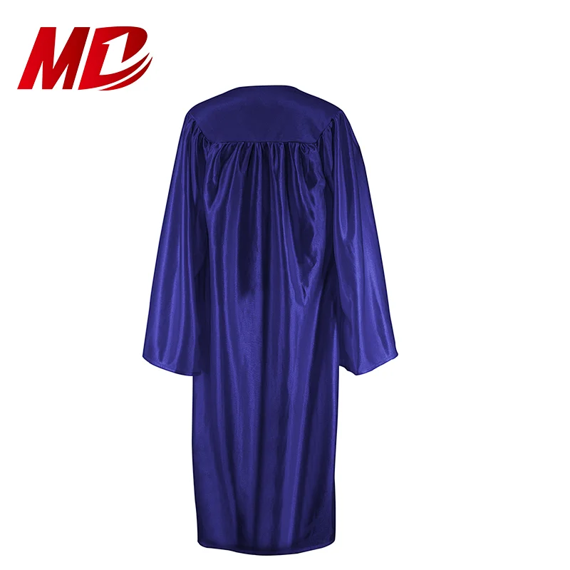 Wholesale Adult Unisex Shiny Blue Graduation Gown And Caps