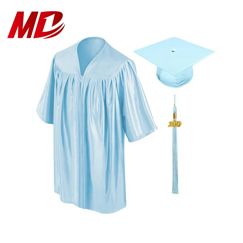 Wholesale Kindergarten Shiny Sky Blue Graduation Gown