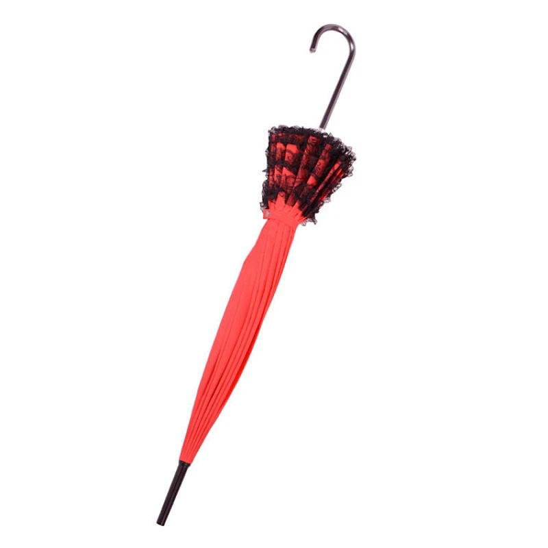 Parasol anti-ultravioleta con borde de encaje y borde de pagoda con mango de gancho