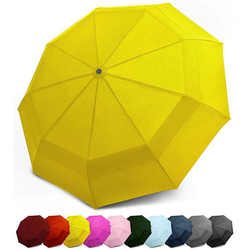 Amazon best sell Windproof Double Canopy Auto Open/Close Button Compact Travel Umbrella