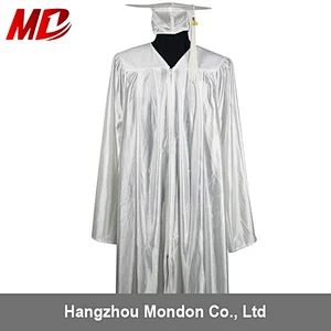 promotion High School Graduation Cap and Gown Shiny White
